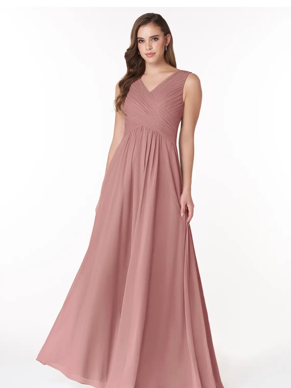 Azazie Dusty Rose Sleeveless V-Neck Maxi Dress